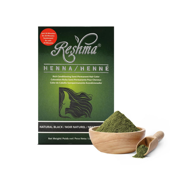 30 Minute Henna Hair Color Infused with Organic Henna Lawsonia Inermis 100% Gray Coverage for Soft, Shiny Hair, Plant-Based Hair Dye—1.05 Oz Pack of 1 (Black)