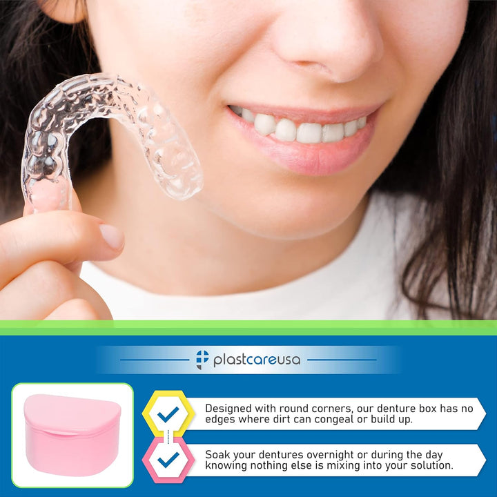 Denture Cases 5 Color Pack - Dental Box for Artificial Teeth, Mouth Guard, Night Guard, Gum Shields, Retainer - Denture Bath Container for Women and Men - Travel Denture Cup by