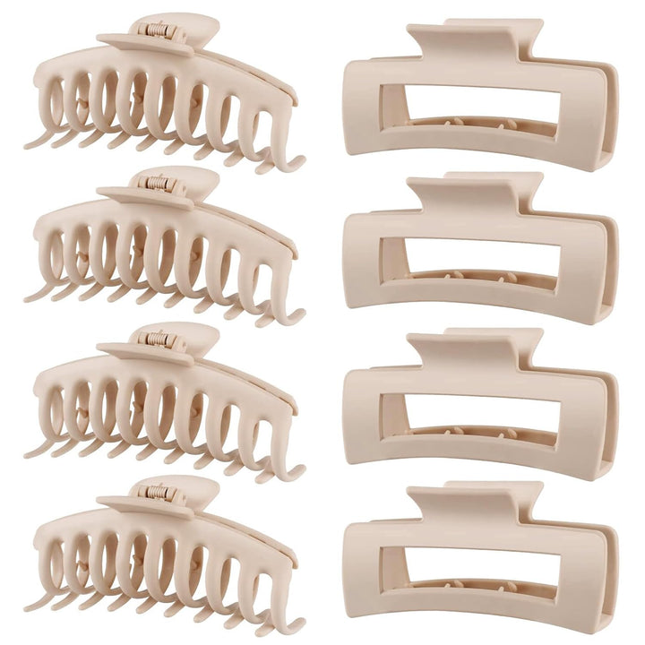 8 Pack Big Hair Claw Clips for Women Large Claw Clip for Thin Thick Curly Hair 90'S Strong Hold 4.33 Inch Nonslip Matte Jumbo Hair Clips (8 Pcs)
