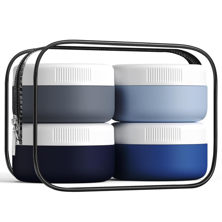 Travel Containers for Toiletries, Silicone Cream Jars Bpa-Free, Leak-Proof 2Oz Travel Size Containers, Portable Size Silicone Jars with Lid for Cosmetic Face Hand Body Cream (4 Pack)