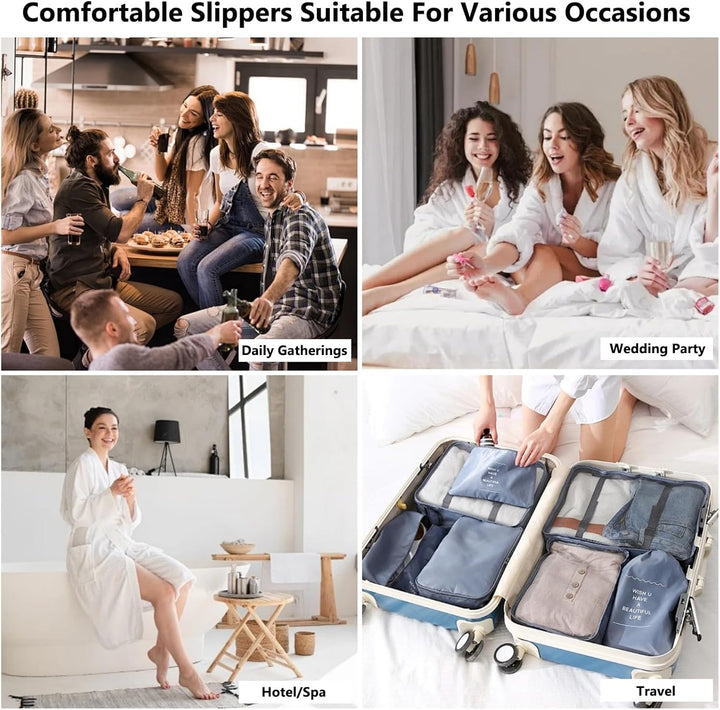 6 Pairs Disposable Slippers for Guest, Non Slip Spa Slides Washable Reusable House Shoes Hotel Indoor Slippers for Women Men, Home,Travel