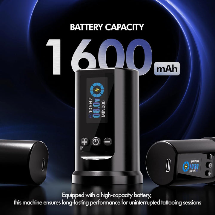 Wireless Tattoo Machine for Beginners, Professional Wireless Tattoo Gun with 7 Adjustable Strokes Length, Tattoo Pen Machine 1600Mah Power Supply for Tattoo Artists