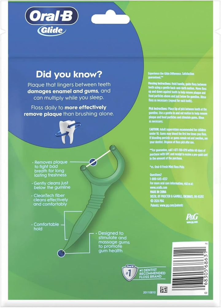 Glide Complete Floss Picks, Dental Floss Picks, Scope Outlast, 75-Ct, Toothpicks Floss Picks