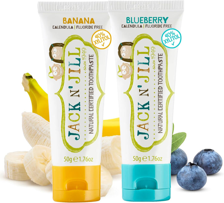 Natural Toothpaste for Kids - Fluoride Free Toothpaste, Safe to Swallow, 40% Xylitol, BPA Free - 1.76 Oz (Variety Pack of 5)