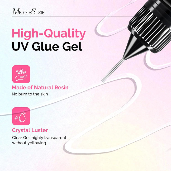 2Pcs Nail Rhinestone Glue, 3D Gel Nail Art Design Strong Adhesive Nail Gem Glue for Nail Charms Gems Jewelry Decoration DIY Manicured at Home Cured Need Beauty Gifts for Women
