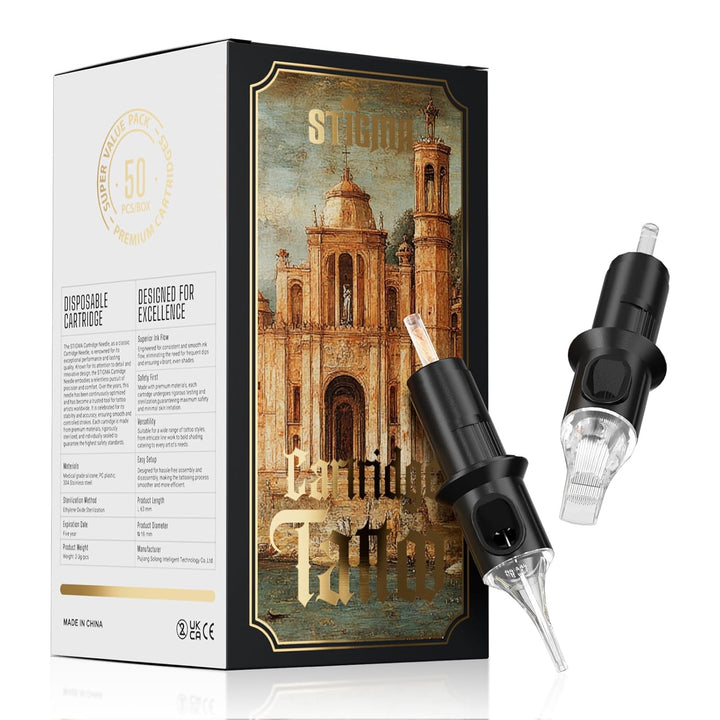 Tattoo Needles Assorted Sizes 50 Pcs Tattoo Cartridge Needles 0.35Mm（3Rl 5RL 7RL 9RL 5RS 7RS 9RS 7RM 9RM 9M1）*5 Disposable Tattoo Cartridges EN05X-50KIT-G