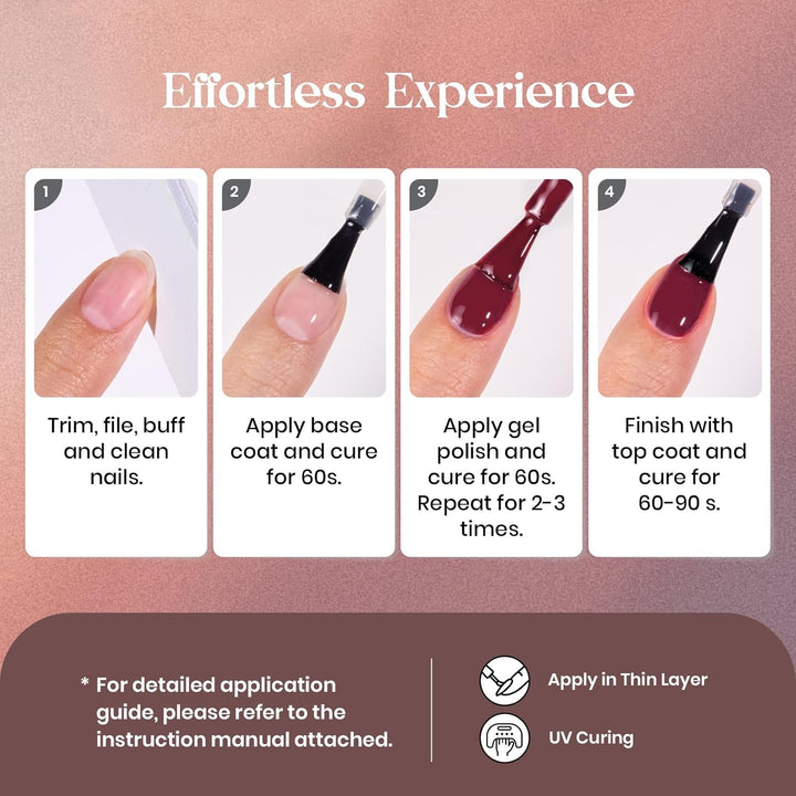 Beetles Gel Nail Polish Kit, 23Pcs Fall Nude Pink Brown Burgundy Red Gel Polish Set with Base Top Coat Verse of Roses Kit, Soak off Uv Gel Golden Glitter Holiday Nail for Women