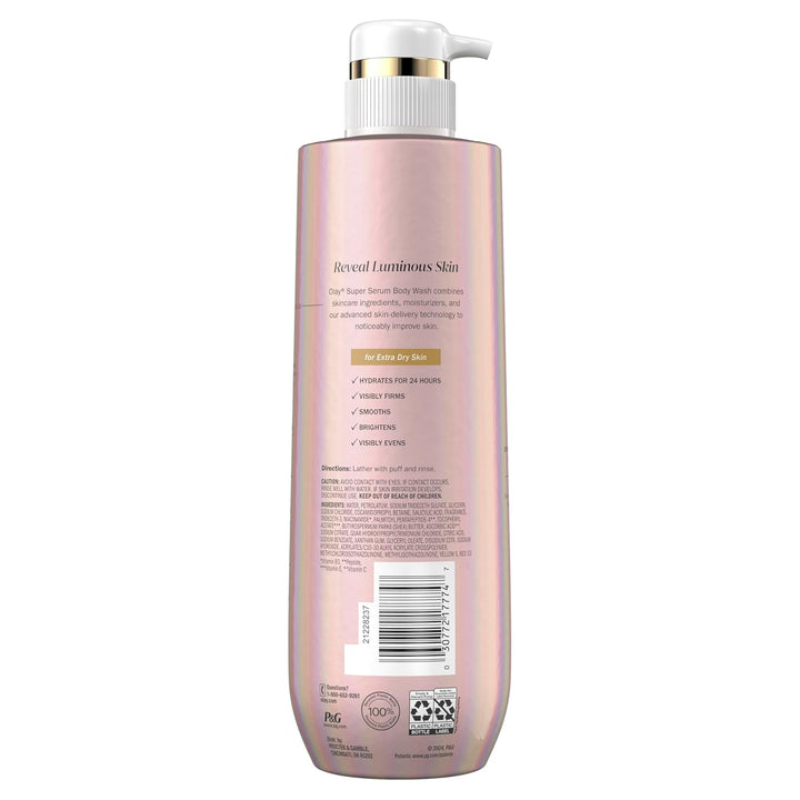 Super Serum Body Wash for Extra Dry Skin, 24Hr Long Lasting Hydration, 5+ Ingredient Serum Complex for Bright Even Firm Luminous Skin, 18.5 Fl Oz