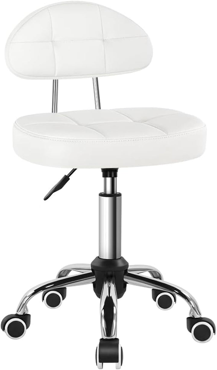 Black Square Minimalist Swivel Stool with Wheel for Work SPA Shop Massage Height-Adjustable and Cost-Effective Rolling Stool Chair with Back