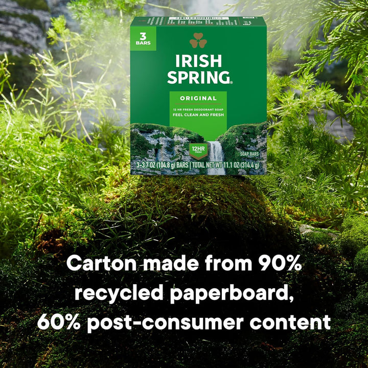 Bar Soap for Men, Original Clean, Smell Fresh and Clean for 12 Hours, Men Soap Bars for Washing Hands and Body, Mild for Skin, Recyclable Carton, 3.7 Ounce - 3 Count (Pack of 8)