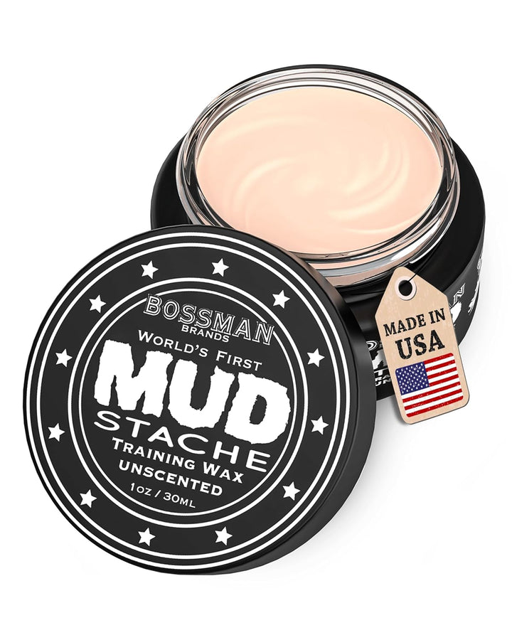Mudstache Unscented Mustache Wax for Men (1 Oz) – Strong 24-Hour Hold, Non-Tacky & Easy to Apply for Taming & Styling