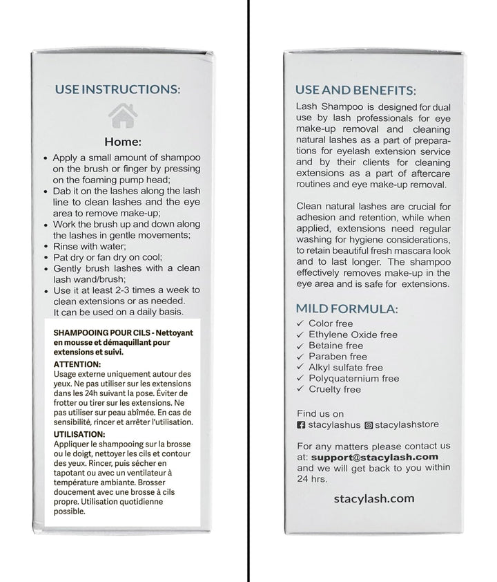 Eyelash Extension Shampoo + Brush / 1.69 Fl.Oz / 50Ml / Eyelid Foaming Cleanser/Wash for Extensions & Natural Lashes/Safe Makeup Remover/Supplies for Professional & Home Use