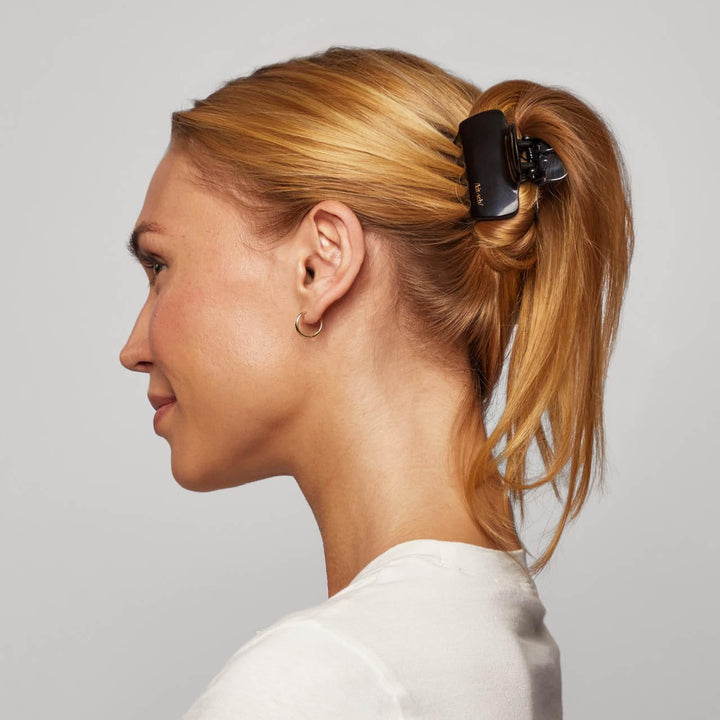 Medium Claw Clips for Women - Strong Hold & Stylish Glossy Puffy Design Hair Accessories | Half-Up or Full Updos | Ideal Gifts for Women - 2Pc Set, Black & Tort