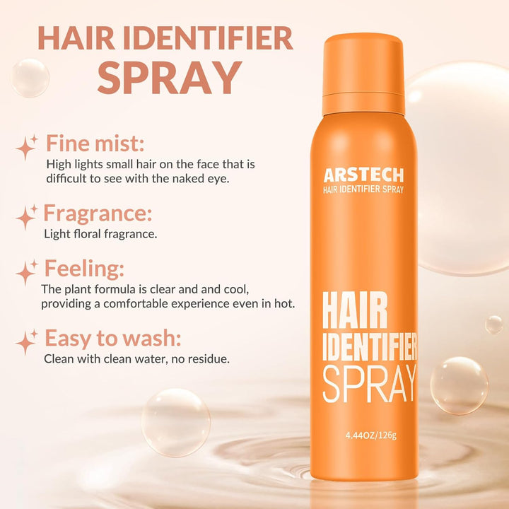 Hair Identifier Spray for Face Shaving Dermaplaning Tool Dermaplane Razor for Women Face Skin Body Dermaplane Spray for Women Face with 4 Face Razor for Face Shaver Kit Facial Hair Spray Hair Removal