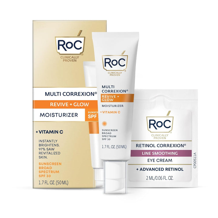 Multi Correxion Revive + Glow Eye Balm with Vitamin C (0.14 Oz) + Retinol Eye Cream Packette