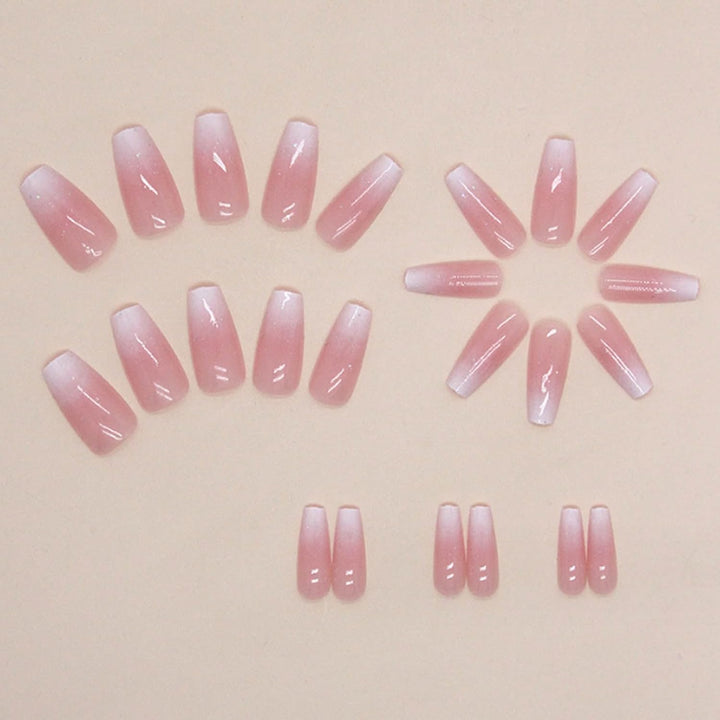 Bling Coffin Press on Nails Fake Nails Tips Full Cover Medium False Gradient Nails for Women and Girls 24PCS (Coffin Pink)