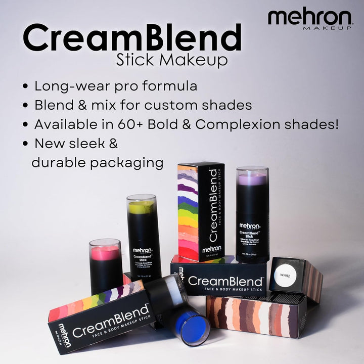 Makeup Creamblend Stick | Face Paint, Body Paint, & Foundation Cream Makeup | Perfect for Halloween .75 Oz (21 G) (White)