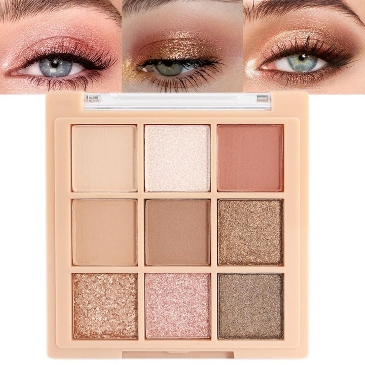 Neutral Nude Brown Smokey Eye Shadow Palette,Rose Gold Bronze Naked Cream Eyeshadow Palette Makeup,Natural Eyeshadow for Eyes Long Lasting Naturing-Looking
