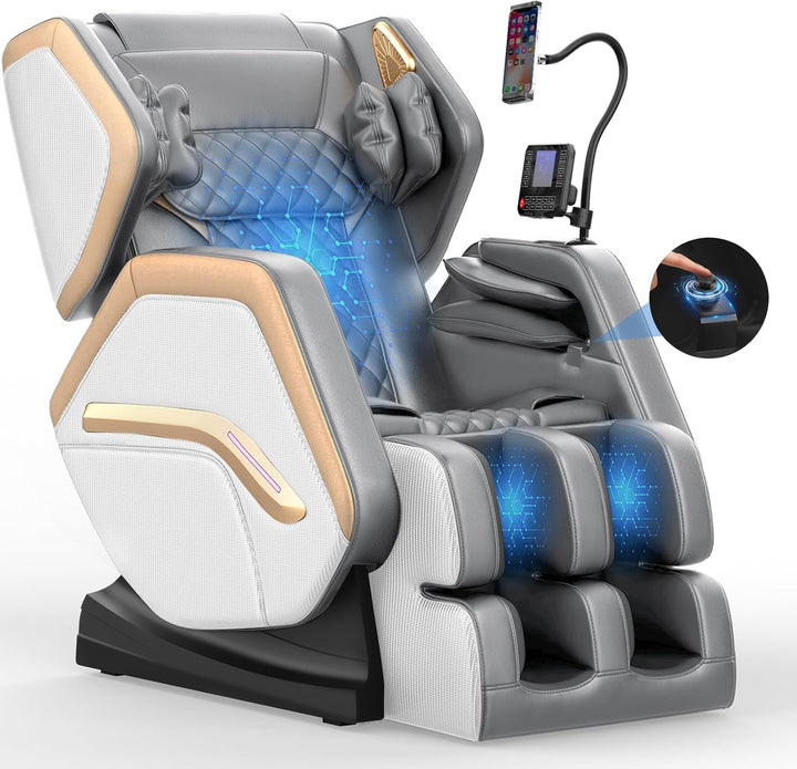 Massage Chair Full Body, Zero Gravity Massage Chair 2025 for Back Fatigue with 10 Fixed Rollers, Airbags, Phone Controller, Heating, Bluetooth Speaker, Nightlights for Living Room, Bedroom
