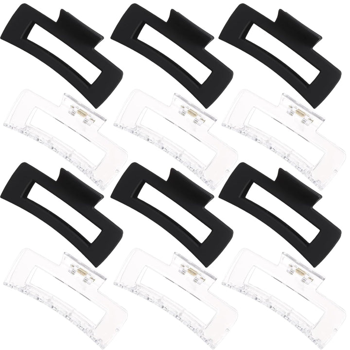 12 Pack Square Claw Clips, Big and Small Neutral Rectangle Hair Claw Clips, Non-Slip Matte Large Hair Clips for Women,Strong Hold Jaw Clip for Thick Thin Hair (Neutral)