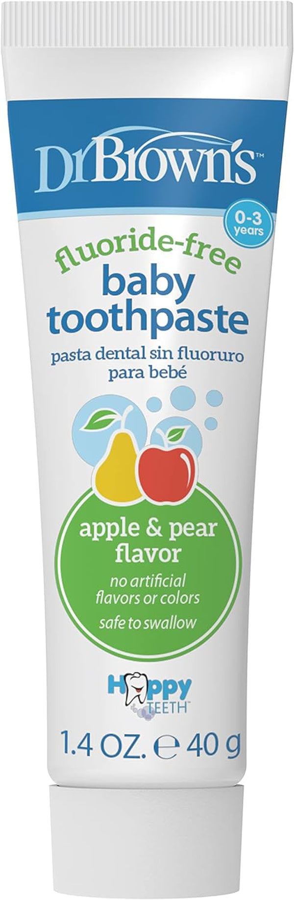 Fluoride-Free Baby Toothpaste, Safe to Swallow, Apple Pear, 1-Pack, 1.4Oz/40G, 0-3 Years