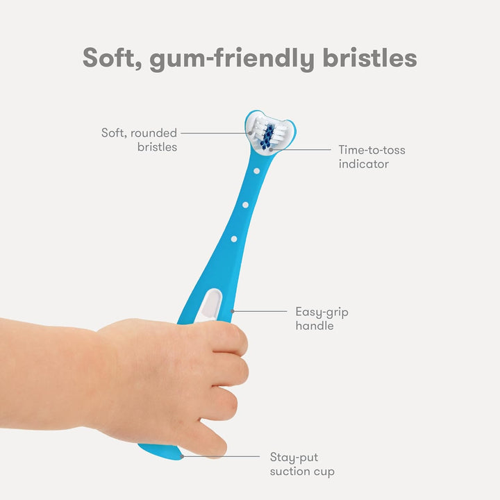 Triple-Angle Toothhugger Training Toddler Toothbrush | Toddler Toothbrush 2 Years and Up, Cleans All Sides at Once | Blue