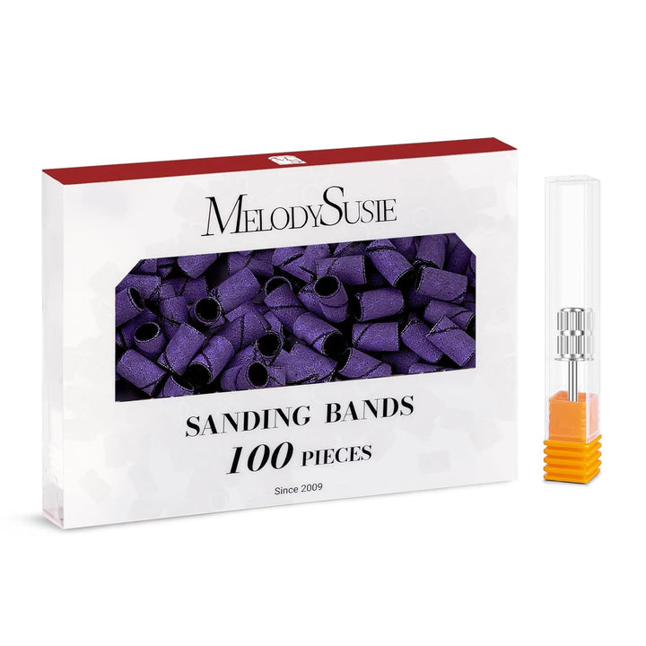 100 Pcs Nail Drill Bits Sanding Bands for Nail Drill 180 Fine Grit Nail File Sanding Bands for Acrylic Nails Gel Manicures and Pedicure