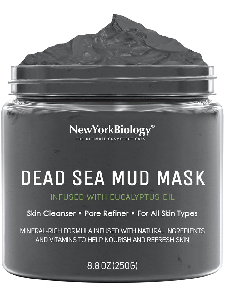 New York Biology Dead Sea Mud Mask for Face and Body | Spa Quality Pore Refiner for Oily Skin | Natural Skincare for Women & Men | Tighten Skin for a Healthier Complexion | 8.8 Oz
