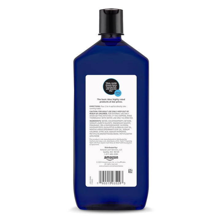 Eucalyptus & Spearmint Scented Foaming Bath with Essential Oils, 34 Fl Oz (Pack of 1) (Previously Solimo)