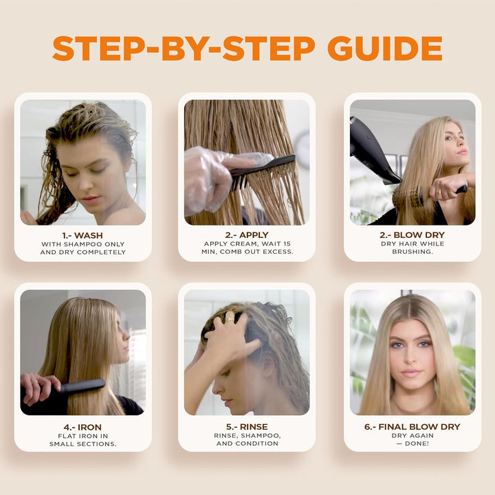 Brazilian Straightening Kit, 12 Weeks of Home Use Professional Straightening, with Organic Argan Oil, Shea Butter, Keratin & Amino Acids, for Straighter, Softer and Shinier Hair, All Hair Types