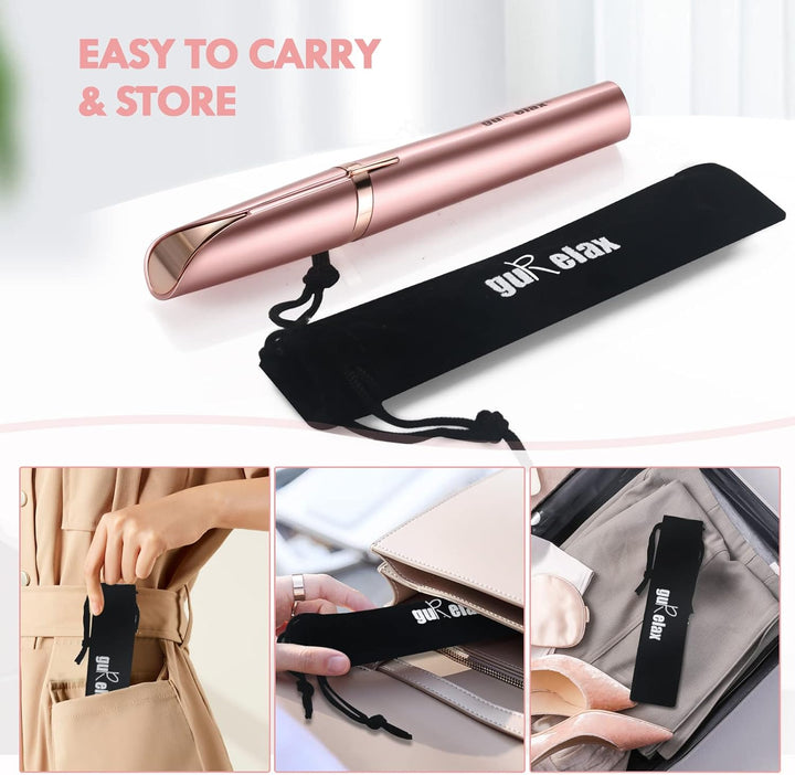 Eyebrow Trimmer for Women, Rechargeable Eyebrow Hair Remover, Painless Electric Razor with 2 X Replacement Heads, Eye Brow and Face Epilator Hair Removal (Rose Gold)