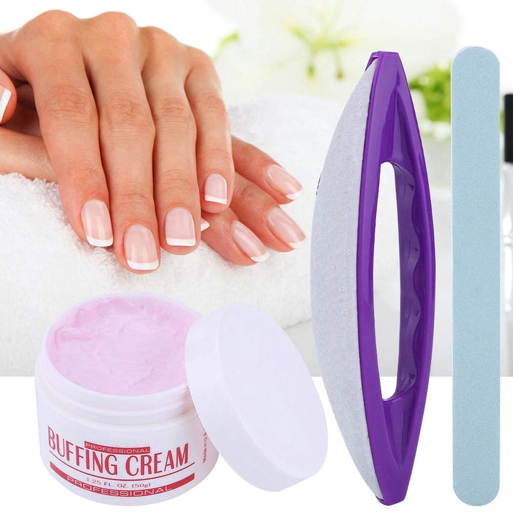 Nail Buffer Blocks and Shine Kit Art Buffing Cream Brush Buffers Polishing Strip Care Tools Chamois Polishing Block Glossy Nails Care Tools Set for Professional Manicure Pedicure Salon
