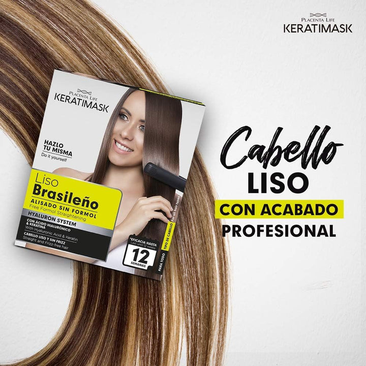 Brazilian Straightening Kit with Keratin and Hyaluronic Acid - Keratin Treatment- Get a Perfect Smooth, Shiny and Silky- Formaldehyde FREE