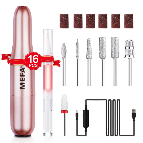 Nail Drill, Portable Electric Nail Drill with 6PCS Nail Drill Bits and Cuticle Oil Pen, Professional Nail File for Acrylic Gel Dip Powder, Manicure Pedicure Nail Set Efile Nail Drill for Salon
