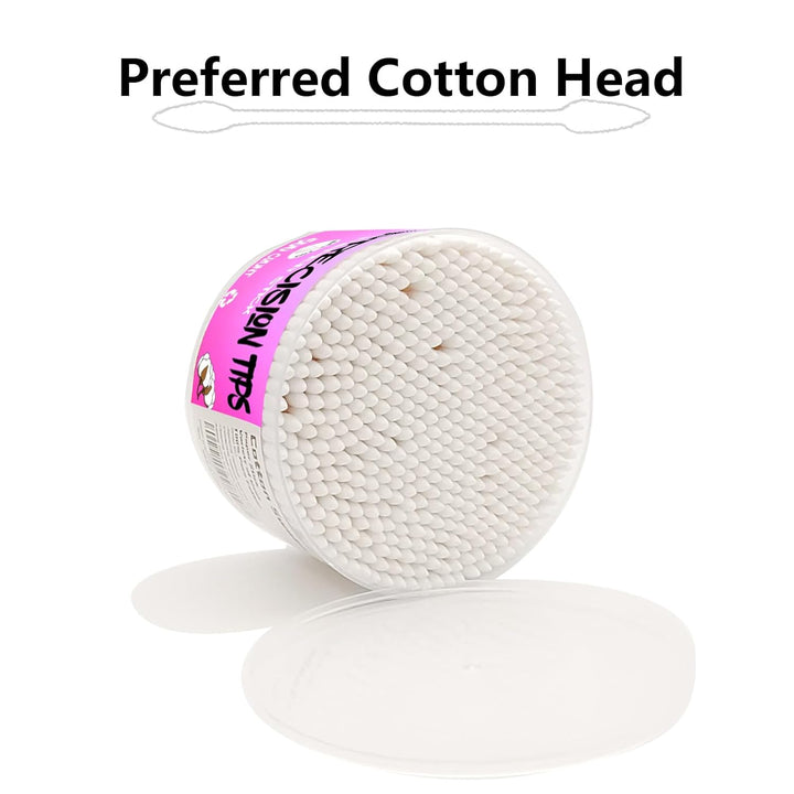 Pointed Tip Cotton Swabs,500 Count Cotton Buds,Double Precision Tips with Paper Stick for Personal Care and Makeup