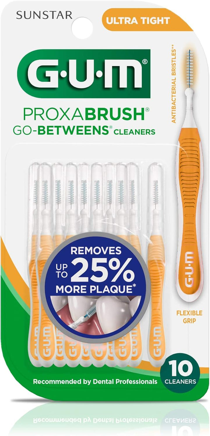 Proxabrush Go-Betweens - Ultra Tight - Interdental Brushes - Soft Bristled Dental Picks for Plaque Removal Health - Safe for Braces & Dental Devices, 10Ct (Pack of 6)