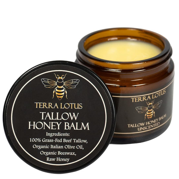 Organic Grass-Fed Beef Tallow Balm with Raw Honey - Moisturizing Cream for Soft, Smooth Skin - Handmade All-Natural Moisturizer (2 Oz, Unscented)