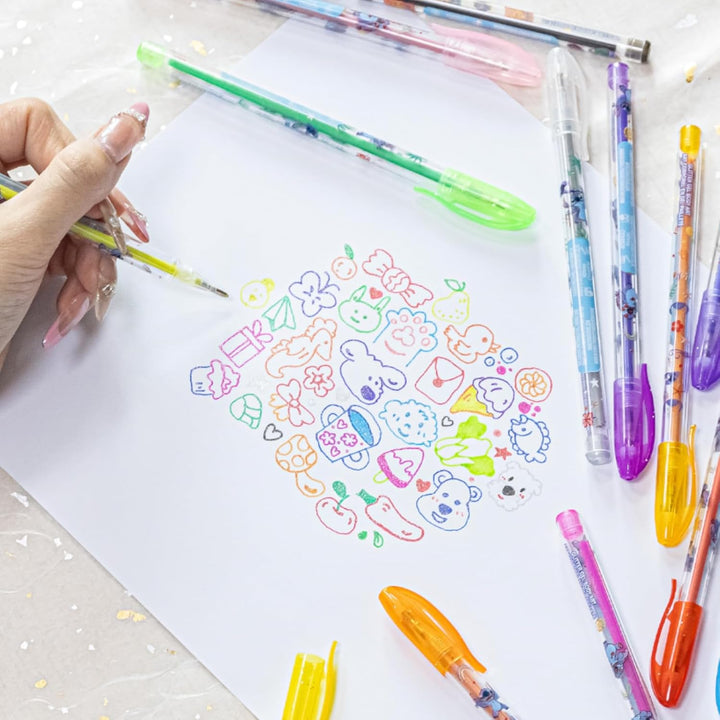 Disney Stitch 16 Piece Glitter Pen Body Art Set, Glittery and Bright Colors, Ages 3+ by