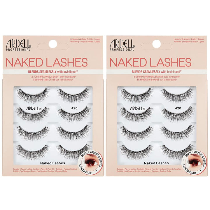 Naked Lashes 420 Multipack, Lightweight Natural Look, Invisiband for Comfort, Perfect for Everyday Wear, 4-Pairs, 1-Pack