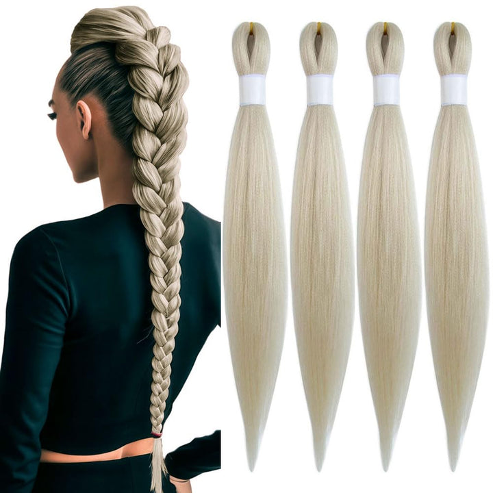 Purple Braiding Hair 20 Inch Pre Stretched Hair Long Straight Crochet Braids Yaki Texture Synthetic Fiber 4 Packs (Dark Purple)