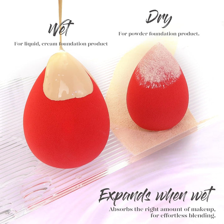 Makeup Sponge Set 5 Pack Micro Porous Low Absorption Soft Latex Free Foundation Beauty Sponges & Blenders for Powder Cream, Stocking Stuffers for Women