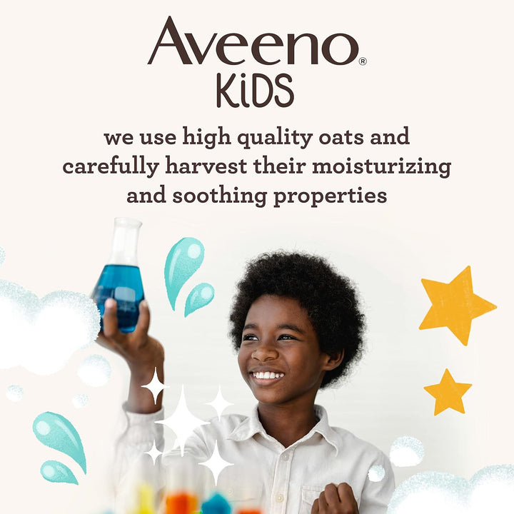 Aveeno Kids Face & Body Wash for Sensitive Skin, Oat Extract, Tear-Free, Non-Drying, Light Scent, Pump Dispenser, Hypoallergenic, Phthalate, Sulfate & Dye Free, 18 Fl Oz
