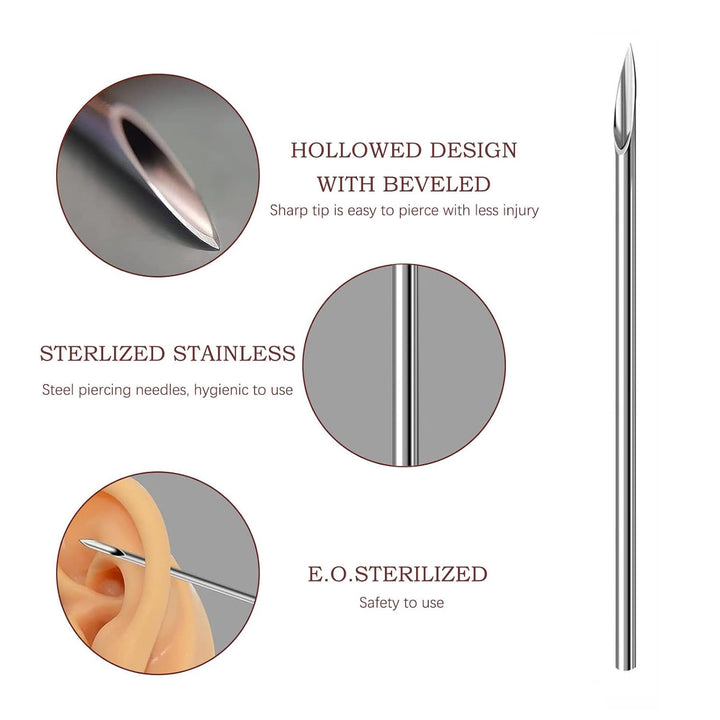 Body Piercing Needles, 40PCS Mixed Piercing Needles-12G.13G.14G.15G.16G.17G.18G.20G Individualized Package 5Pcs of Each Stainless Steel Sterile(Mixed)