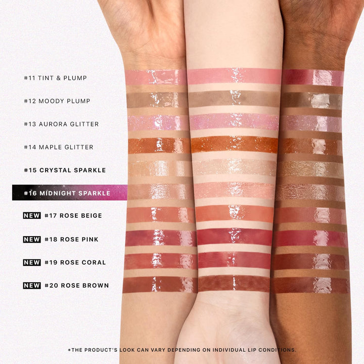 HONEY MELTING LIP GLITTER & PLUMPING (16 MIDNIGHT SPARKLE) SOFT LIP STICK Moisturizing Gloss, Volumizing Formula, Color Changing Sheer Tint, Shine Glimmer Finish, Korean Make Up