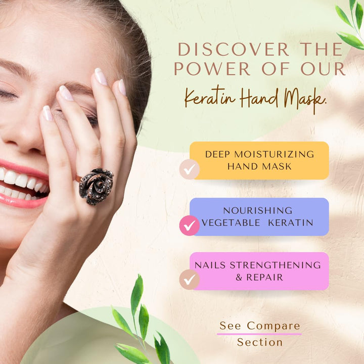 Premium Hand Mask Keratin Gloves | Moisturizing Gloves for Dry Hands & Nail-Strengthening & Cuticle Softening | Spa Experience at Home | Chemical Free & for All Skin Types | 12 Pairs