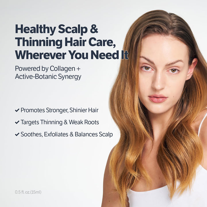 Deep Collagen Retinol Power Boosting Scalp Serum | Roll on Hair Growth, Hair Thickening Serum, Itchy & Dry Scalp Treatment, Caffeine, Biotin, Rosemary – Korean Hair Care, 0.5 Fl Oz