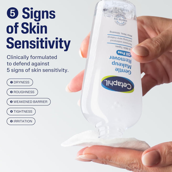 Gentle Waterproof Makeup Remover, Oil-Free Formula Suitable for Sensitive Skin, 6.0 Fluid Ounce