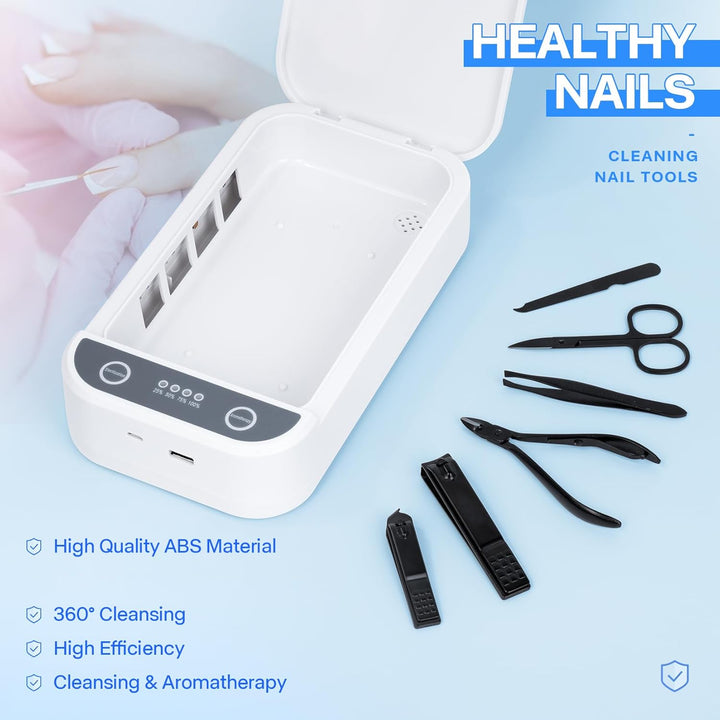 Nail Tool Sterilizer with Blue Light,Portable USB Sterilizer for Nail Tools Nail Cleaning Box Beauty Tool Cleaner Machine for for Nail Salon, Tweezers, Jewelry, Phone, Manicure Tools Cleaning