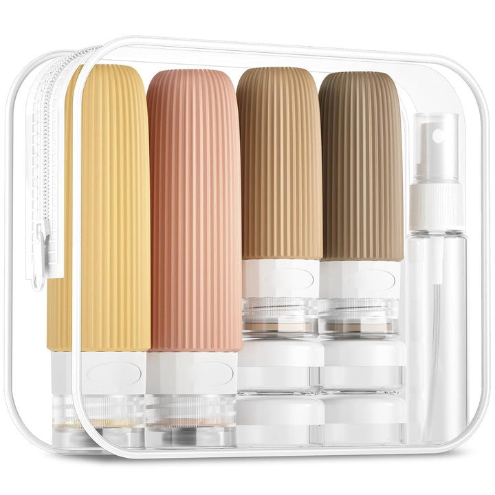 16 Pack Travel Bottles Set, TSA Approved Leak Proof Silicone Squeezable Containers for Toiletries, Refillable Travel Accessories for Conditioner, Shampoo, Lotion & Body Wash Accessories