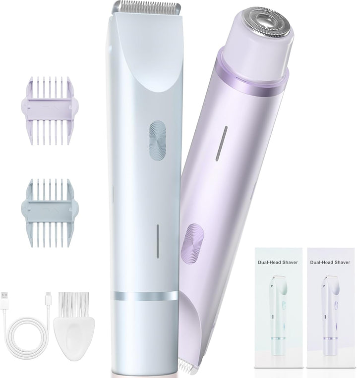 Bikini Trimmer for Women – Waterproof Electric Razor with Stainless Steel Blades, Rechargeable Battery, Pubic Hair Shaver for Women, Facial & Body Hair Remover, Pink